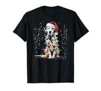 Luces de Navidad dálmata con Sombrero de Navidad Lindo Perro Camiseta