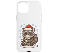 Luces de Navidad envueltas en un Lindo Amante de los Animales Mapache Carcasa para iPhone 15 Plus