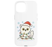 Luces de Navidad envueltas en un Lindo búho de Nieve Amante de Carcasa para iPhone 15