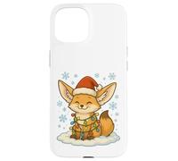 Luces de Navidad envueltas en un Lindo Zorro Fennec Amante de los Animales Carcasa para iPhone 15