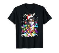 Luces de Navidad Navidad Bernese Mountain Dog Santa Sombrero Camiseta