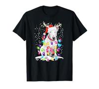 Luces de Navidad Navidad Bull Terrier Perro Papá Noel Sombrero Camiseta