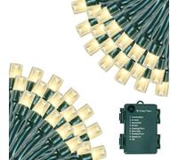 Luces de Navidad que Funcionan con Pilas, 10M 100 LED Luces de Cadena Mini con Temporizador y 8 Modos, Cable Verde Luces de Cadena Impermeables para Exteriores para Árbol Navidad Interior Fiestas