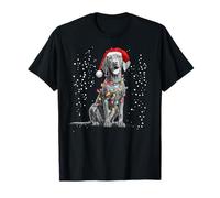 Luces de Navidad Vizsla con Sombrero de Navidad Lindo Perro Camiseta