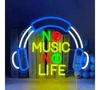 Luces de Neón Auriculares Música Señal de Neón letrero de neón No Música No Life Con interruptor Alimentado por USB Decoración de Pared de Concierto de Bar de Fiesta Neón