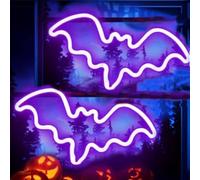 Luces de neón de Halloween para decoración de pared de dormitorio, decoración de Halloween, luces LED de noche, adornos de mesa para fiesta de Navidad, letrero de murciélago de neón alimentado por