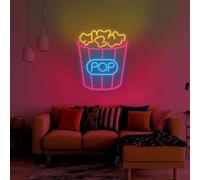 Luces de neón de palomitas de maíz hechas a mano, decoración de cine, luces LED de tiempo de película, letreros de neón de cine, letrero de película, decoración de