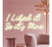 Luces de neón decorativas Letrero de neón "Me encanta, así que es mío", decoración para para fiestas, hogar, dormitorio, bar, 42 x 20 cm(Amarillo)