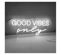 Luces de neón decorativas Letreros de neón decorativos, letrero, para solo buenas vibraciones para decoración pared habitación(Blanco)