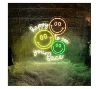 Luces de neón decorativas Luz de neón "Me alegra ver tu cara", para la pared un aula (56 cm)