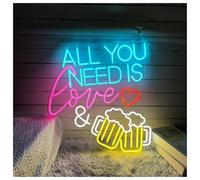 Luces de neón Letrero De Neón All You Need Is Love & Beer Jarra De Cerveza Con Luces LED De Neón, Luz Nocturna Para Bar, Club, Pub, Decoración De Pared Del Hogar 45cmx49cm(Segundo)