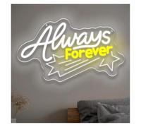 Luces de neón Letrero De Neón Always Forever Con Luz LED De Estrella Fugaz Regulable Por USB Para Decoración De Pared De Bodas Y Dormitorios, 40.6cmx23.8cm