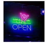 Luces de neón Letrero De Neón Come In We're Open Con Brillo Ajustable, Ideal Para Decoración De Pared De Restaurantes Y Tiendas, 46cmx50cm(E)