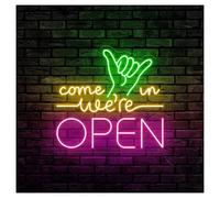 Luces de neón Letrero De Neón Come In We're Open Con Brillo Ajustable, Ideal Para Decoración De Pared De Restaurantes Y Tiendas, 46cmx50cm(Segundo)
