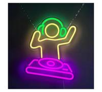 Luces de neón Letrero De Neón De DJ Boy, Luz LED Regulable, Lámpara De Noche USB, Letra Luminosa Para Pared, Habitación, Bar, Pub, Decoración De Fiesta, 28.5cm×38cm