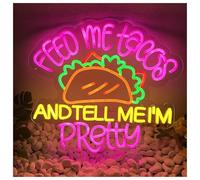 Luces de neón Letrero De Neón LED Feed Me Tacos And Tell Me I'm Pretty, Decoración De Pared Para Restaurante 40cmx45cm