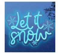 Luces de neón Letrero De Neón "Let It Snow", Decoración Pared Invierno, Copo Nieve, Barra, Sala Estar, Feliz Fiesta, 42x30cm