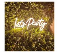 Luces de neón Letrero De Neón "Let's Party", Brillo Ajustable Para Decoración De Pared, Cumpleaños, Boda, Despedida De Soltera, 16.54x6.89 Inch