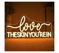 Luces de neón Letrero De Neón Love The Skin You're InPara Spa Facial, Decoración De Pared, Letras Blancas Cálidas, Para Negocios, Cuidado De La Piel, Salón De Belleza, Tienda