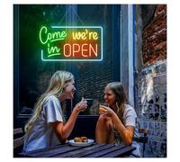 Luces de neón Letrero De Neón Sorry We're Closed, Come In We're Open Ideal Para Decoración De Pared De Tiendas Y Restaurantes, 32cmx57cm(C)