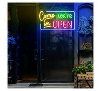 Luces de neón Letrero De Neón Sorry We're Closed, Come In We're Open Ideal Para Decoración De Pared De Tiendas Y Restaurantes, 32cmx57cm(UN)