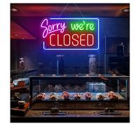 Luces de neón Letrero De Neón Sorry We're Closed, Come In We're Open Ideal Para Decoración De Pared De Tiendas Y Restaurantes, 32cmx57cm(Re)