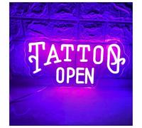 Luces de neón Letrero De Neón Tattoo OPEN Para Estudio De Tatuajes, Luz LED De Neón Para Salón De Belleza, Decoración De Pared, Letreros Comerciales 40cmx18cm(UN)