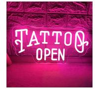 Luces de neón Letrero De Neón Tattoo OPEN Para Estudio De Tatuajes, Luz LED De Neón Para Salón De Belleza, Decoración De Pared, Letreros Comerciales 40cmx18cm(Segundo)