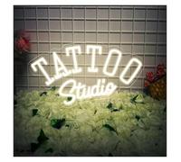 Luces de neón Letrero De Neón Tattoo Studio Luz LED Regulable Para Salón De Belleza, Tienda, Decoración Artística De Pared, Lámpara Iluminada Por USB 15.75inx8.66in(Warm)
