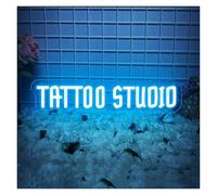Luces de neón "Tattoo Studio" Letrero de neón Luz LED para salón de belleza Tienda de piercings Hombre de negocios Cueva Decoración de pared Lámpara iluminada regulable 15.75 pulgadas x 3.74 pulgadas