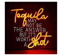 Luces de neón Tequila May Not Be The Answer But It's Worth A Shot Letrero De Neón Luz LED USB Para Decoración Dormitorio Club Bar 13.1x13.1in