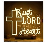 Luces de neón Trust In The Lord With All Your Heart Letrero De Neón Luces LED Para Sala Estar Dormitorio Decoración Fiesta En El Hogar 15.24x11.81in