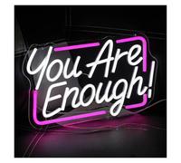 Luces de neón You Are Enough Letrero De Neón Letra Inspiradora Luz LED Regulable Para Dormitorio, Sala De Estar, Oficina, Aula, Decoración De Pared, 15.55inx10.43in
