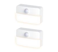 Luces de noche con sensor de movimiento, 2 unidades mini lámpara de pared USB, luz nocturna con pilas para pegar, blanco y cálido para la pared, escaleras, pasillo, armario