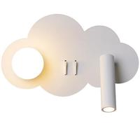 Luces de Nube LED ledessables Lectura montada en el Dormitorio Rotado Punto de viga Luz de la Cama Blanca con cableado para niños Lámpara de Pared (Izquierda) (Izquierda) Lámpara de Pared