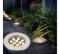 Luces de paisaje al aire libre - IP67 impermeable 9 W baja volta luces de suelo redondo diseño empotrado para jardín, piscina, camino y decoración de patio - CA 24 V iluminación de suelo enterrado