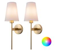 Luces de Pared Apliques alimentados con batería de 2, no se requieren cableado lámparas de Pared de Tela, con luz remota de luz, fácil de Instalar, para la Noche, la Pared de la televisión, el salón,
