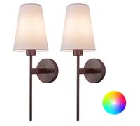Luces de Pared Apliques alimentados con batería de 2, no se requieren cableado lámparas de Pared de Tela, con luz remota de luz, fácil de Instalar, para la Noche, la Pared de la televisión, el salón,