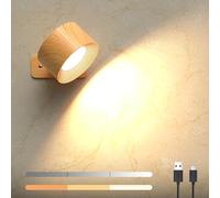 Luces de Pared LED, Luces de Pared Recargables en Interiores, 360 lámparas de Noche de Control de Toque rotativo, 3 Niveles de Brillo 3 Modos de Color, Apliques de Pared inalámbricos para Sala de