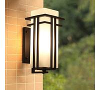 Luces de pared para exteriores IP65 Lámpara de pared exterior Impermeable Vintage Luces de jardín tradicionales E27 Apliques de pared de hierro negro con pantalla de vidrio blanco para patio Balcón
