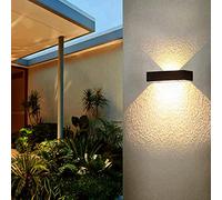 Luces de pared solares hacia arriba y hacia abajo Luz de porche exterior negro mate Aplique de pared impermeable IP65 con luces LED blancas cálidas para jardín, patio, garaje, puerta principal
