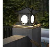 Luces De Pilar Solar Al Aire Libre, Lámpara De Pilar Moderna Iluminación De Columna Al Aire Libre Valla LED Cubierta Tapa De Poste Luz Alimentada por Energía Solar para La Decoración