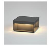 Luces de poste al aire libre - Lámparas de pilar de columna cuadrada Lámparas de mesa de poste de patio negro moderno Linterna de cubierta de puerta de acero inoxidable impermeable al aire libre(20cm)