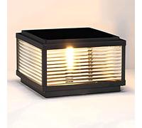 Luces de Poste para Exteriores, lámpara de Columna de Linterna de Vidrio a Rayas Moderna, luz de jardín IP65, lámpara de Poste Cuadrada de Superficie Plana Impermeable E27 para decoración de jardín