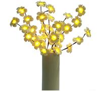 Luces de rama LED, lámpara de Phalaenopsis púrpura de 20 luces que funciona con pilas, blanco cálido, 2800 K, cadena de luz decorativa para interiores para dormitorios y mesas (E)