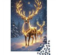 Luces de Reno Navideño Puzzle de 1000 Piezas para Adultos: Reno Brillante Juego Familiar Divertido y Desafiante y Gran Idea de Regalo 52x38cm/1000 Piezas