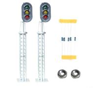 Luces de señal de bloque de 3 aspectos de escala O para trenes modelo, indicadores LED verde, amarillo y rojo, acabado plateado con resistencias para 12V-16V DC