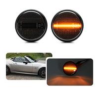 Luces de señal de giro con indicador lateral LED para Mazda MX-5 MK1 MK2 MK3 NA NB NC 1990-2015 Lámparas de marcador repetidoras laterales LED ámbar delanteras Lente ahumada