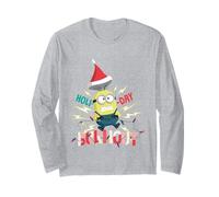 Luces de Sombrero de Papá Noel de Minion Burnout de Holi-Day Manga Larga