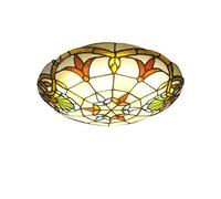 Luces de techo LED del estilo de Tiffany, barroco Ronda lámpara del techo, vitral de accesorios de iluminación de techo para la sala de estar Pasillo Dormitorio Cocina Baño,6000k,30CM